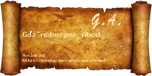 Günsberger Abod névjegykártya
